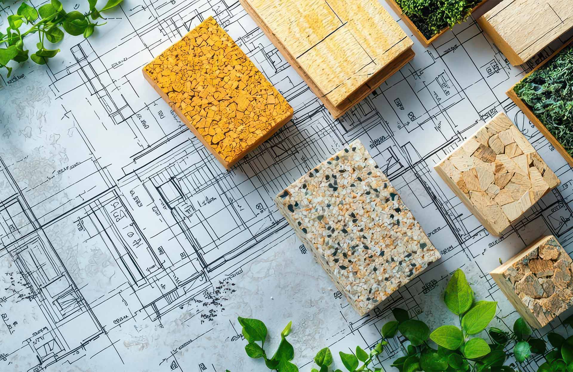 Sustainable building materials on an Architectural Plan